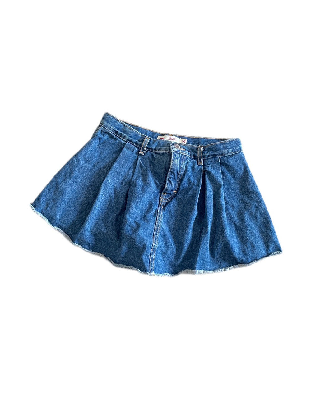 Levi's high-waisted pleated skirt with adjustable waistband, blue, size 14 (26W)